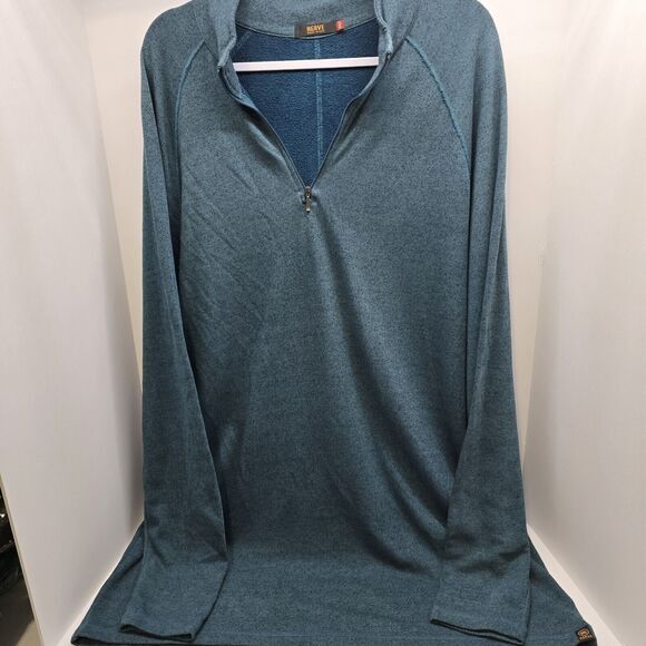 Agave Men's Size 2XLT Heathered Blue Long‎ Sleeve Pullover V-Neck Super Soft - Picture 1 of 8